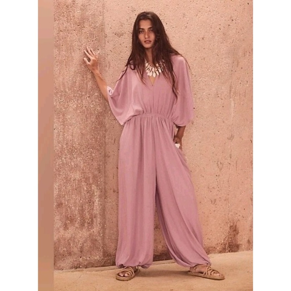Free People Dusty Rose Pink Batwing Jumpsuit